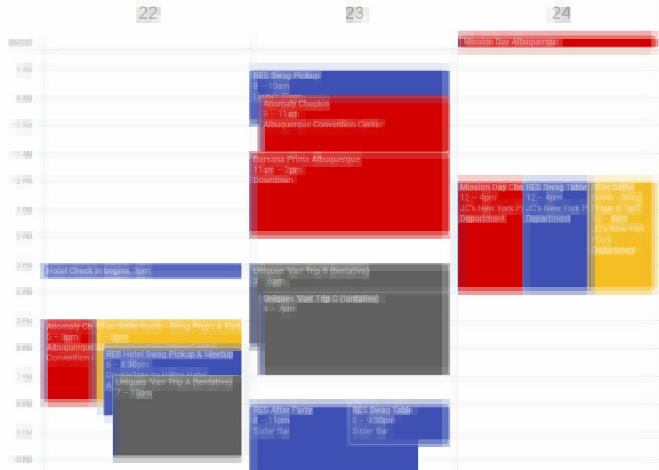 Anomaly Weekend Schedule